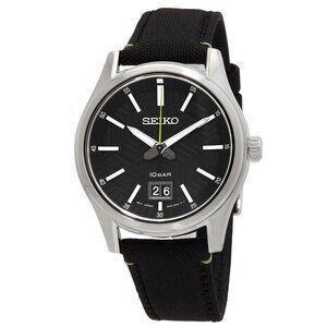 NWT Authentic Seiko Big Date Quartz Black Dial Men's Watch